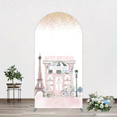 Lofaris Sweet Pink Paris French Cafe Birthday Arch Backdrop